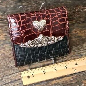 Brown and Black Croc-Embossed Wallet